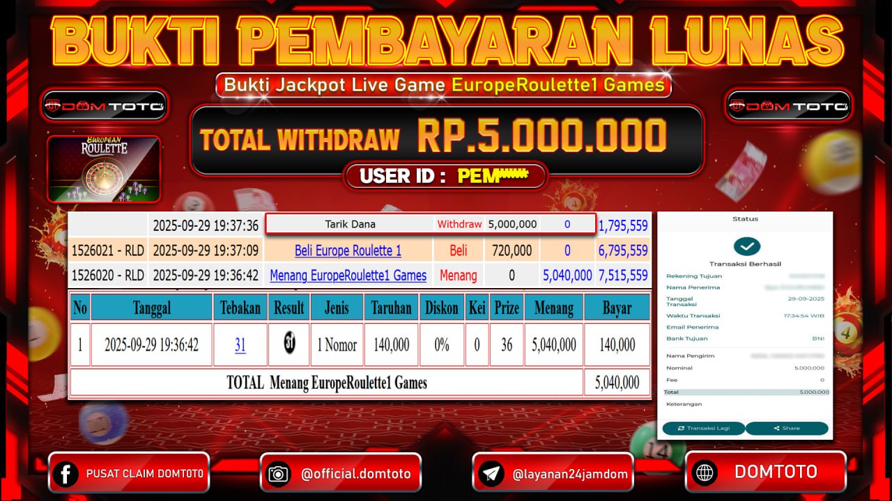 JACKPOT live EuropeRoulette1 Games 29 SEPTEMBER 2025